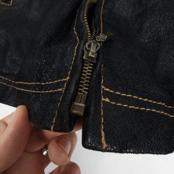 VINTAGE 90s Oscar Piel Leather Bomber Jacket w/ Removable Faux Fur Collar (L) - Picture 8 of 14